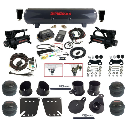 air lift 3p 27685 dual black 580 compressors steel tank 2600 bags & airmaxxx brackets air ride kit for 1958-64 chevy impala KIMP58-580B2-57S-27685-WK-3P2