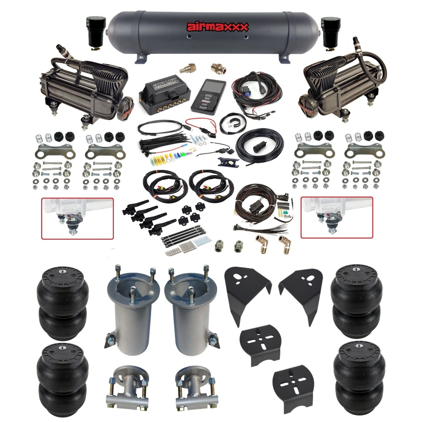 air lift 3p 27695 air ride kit with black X-series compressors black aluminum tank Slam bags & airmaxxx brackets fits 2007-18 silverado 1500 2wd KGM07-XB2-57ABK-27695-WK-3P2SS7