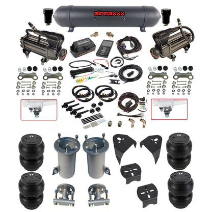 air lift 3p 27695 air ride kit with black X-series compressors black aluminum tank Slam bags & airmaxxx brackets fits 2007-18 silverado 1500 2wd KGM07-XB2-57ABK-27695-WK-3P2SS7