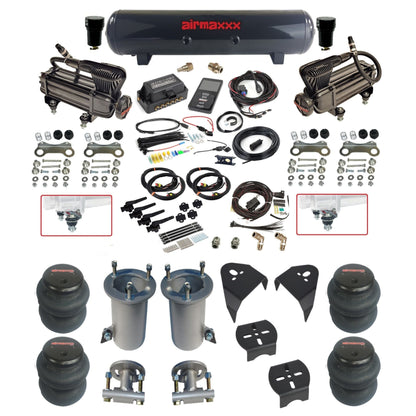 air lift 3p 27695 air ride kit with black X-series compressors steel tank 2600  bags & airmaxxx brackets fits 2007-18 silverado 1500 2wd KGM07-XB2-57S-27695-WK-3P2