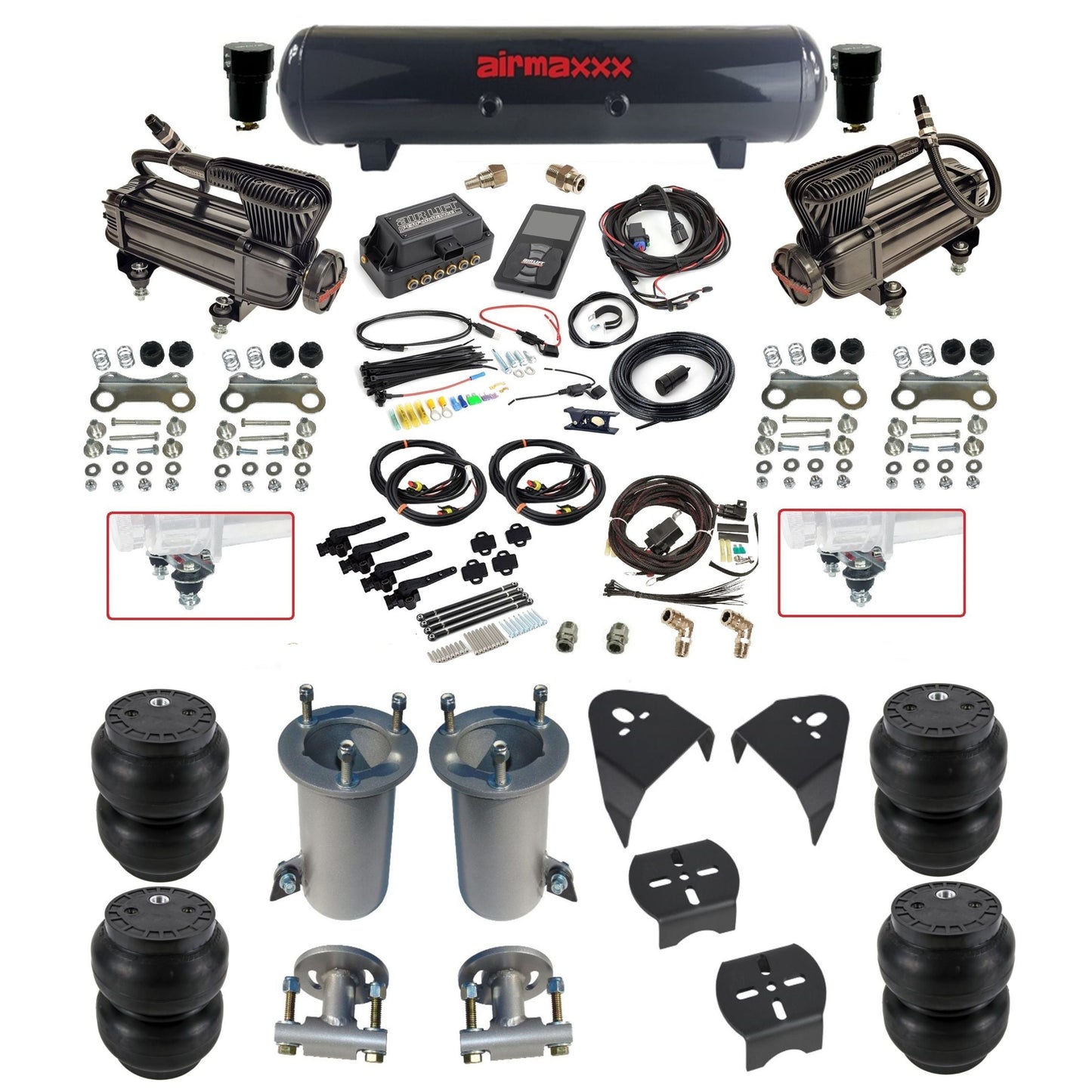 air lift 3p 27695 air ride kit with black X-series compressors steel tank Slam bags & airmaxxx brackets fits 2007-18 silverado 1500 2wd KGM07-XB2-57S-27695-WK-3P2SS7