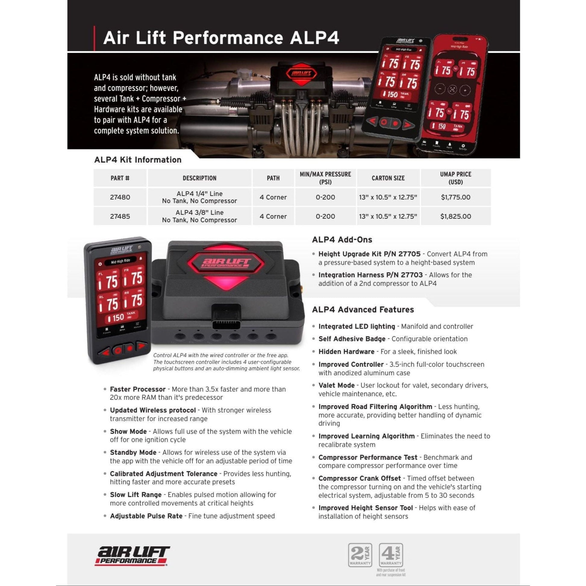 air lift performance ALP4 Touchscreen Display and control it your way