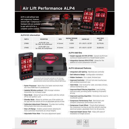 air lift performance ALP4 Touchscreen Display and control it your way