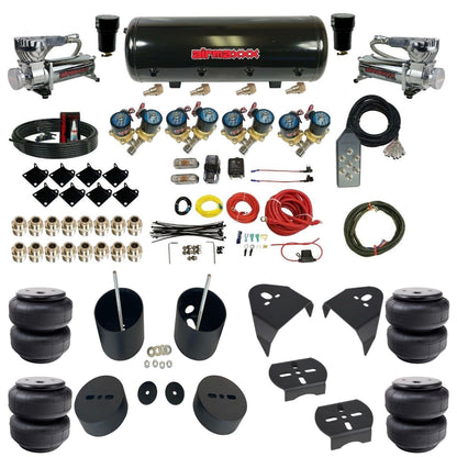 airmaxxx 1/2" Fast Bag air suspension kit w/580 chrome compressors airlift bags & 8 gallon tank for 1988–1998 Chevy C15 KGM88-580C2-812-89-7TBK-WK-HFD26