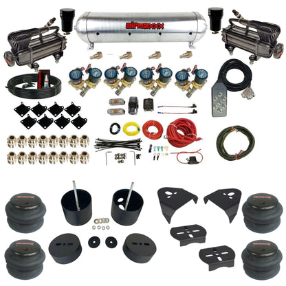 airmaxxx 1/2" Fast Bag air suspension kit w/x-series compressors 2600 bags & aluminum tank for 1988–1998 Chevy C15  KGM88-XB2-812-59ARW-7TBK-WK-HF