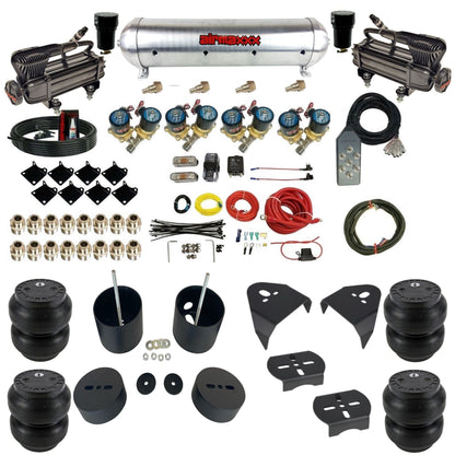 airmaxxx 1/2" Fast Bag air suspension kit w/x-series compressors slam bags & aluminum tank for 1988–1998 Chevy C15 KGM88-XB2-812-59ARW-7TBK-WK-HFSS7 