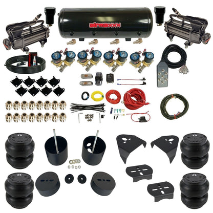 airmaxxx 1/2" Fast Bag air suspension kit w/x-series compressors slam bags & steel tank for 1988–1998 Chevy C15 KGM88-XB2-812-89-7TBK-WK-HFSS7