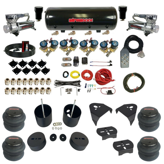 airmaxxx 1/2 fast 2600 bag 580 chrome compressors steel air tank suspension kit for 1988 1998 chevy c15 KGM88-580C2-812-89-7TBK-WK-HF
