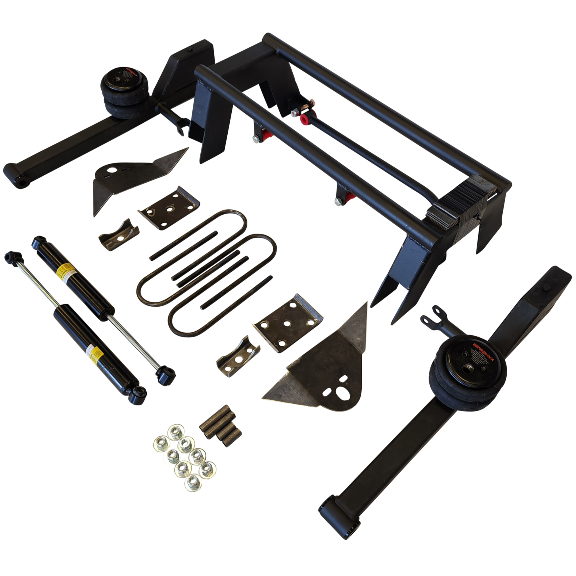 airmaxxx 2500 and maxtrac shocks Complete Ekstensive Metal Works Rear Air Suspension Kit for 1973–87 Chevy C10