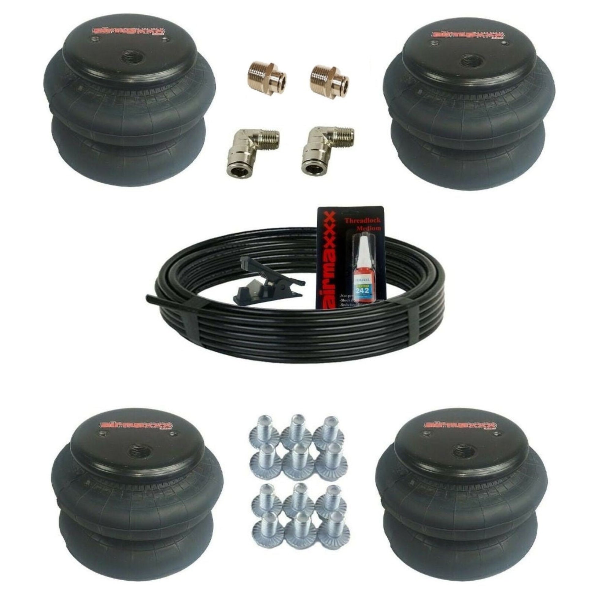 airmaxxx 2600 4 air bags with straight & elbow fittings