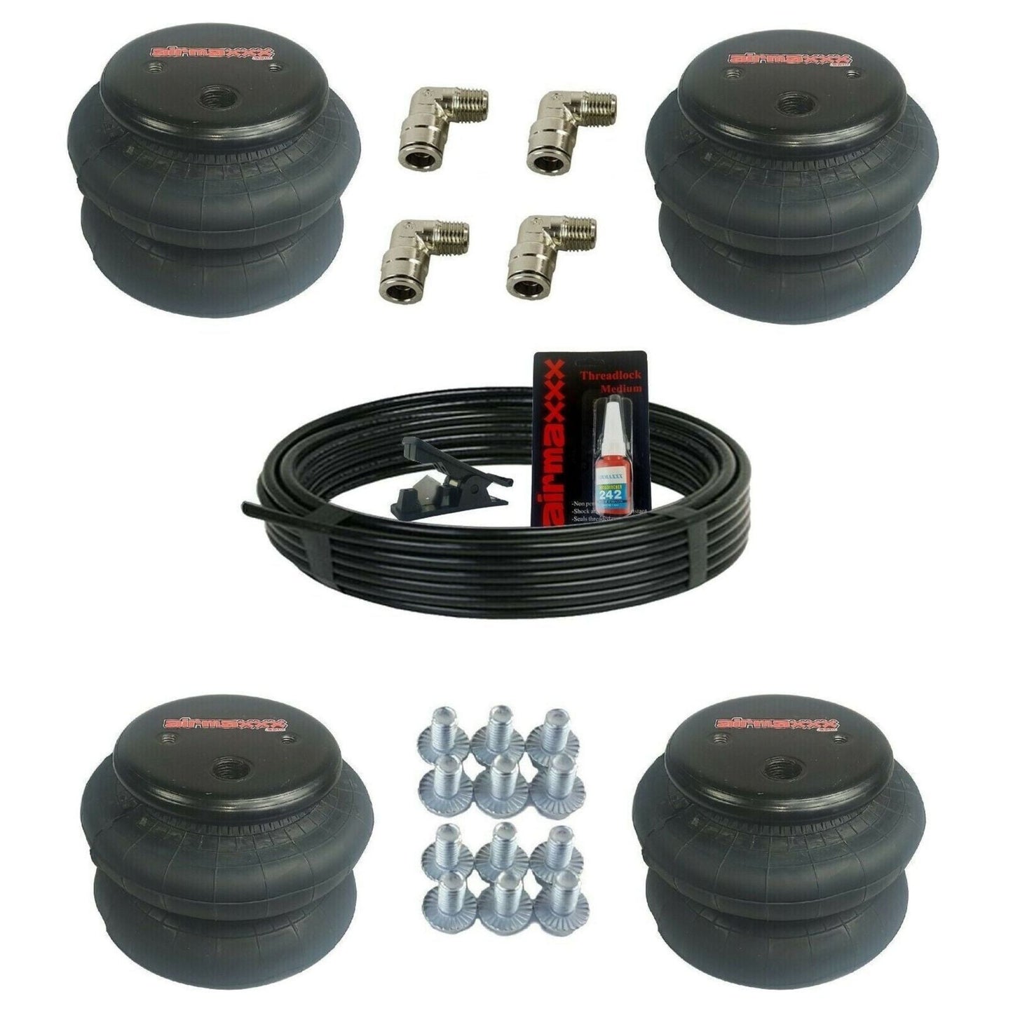 airmaxxx 2600 air ride suspension bags w/fittings & parts