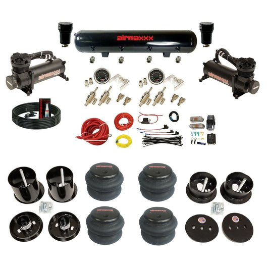 airmaxxx 2600 bags & brackets manual 3/8" toggles air suspension kit black 480 compressors & steel tank for 1963-1964 Cadillac KCAD63-480B2-59S-4TOG2GA2B-WK-HF