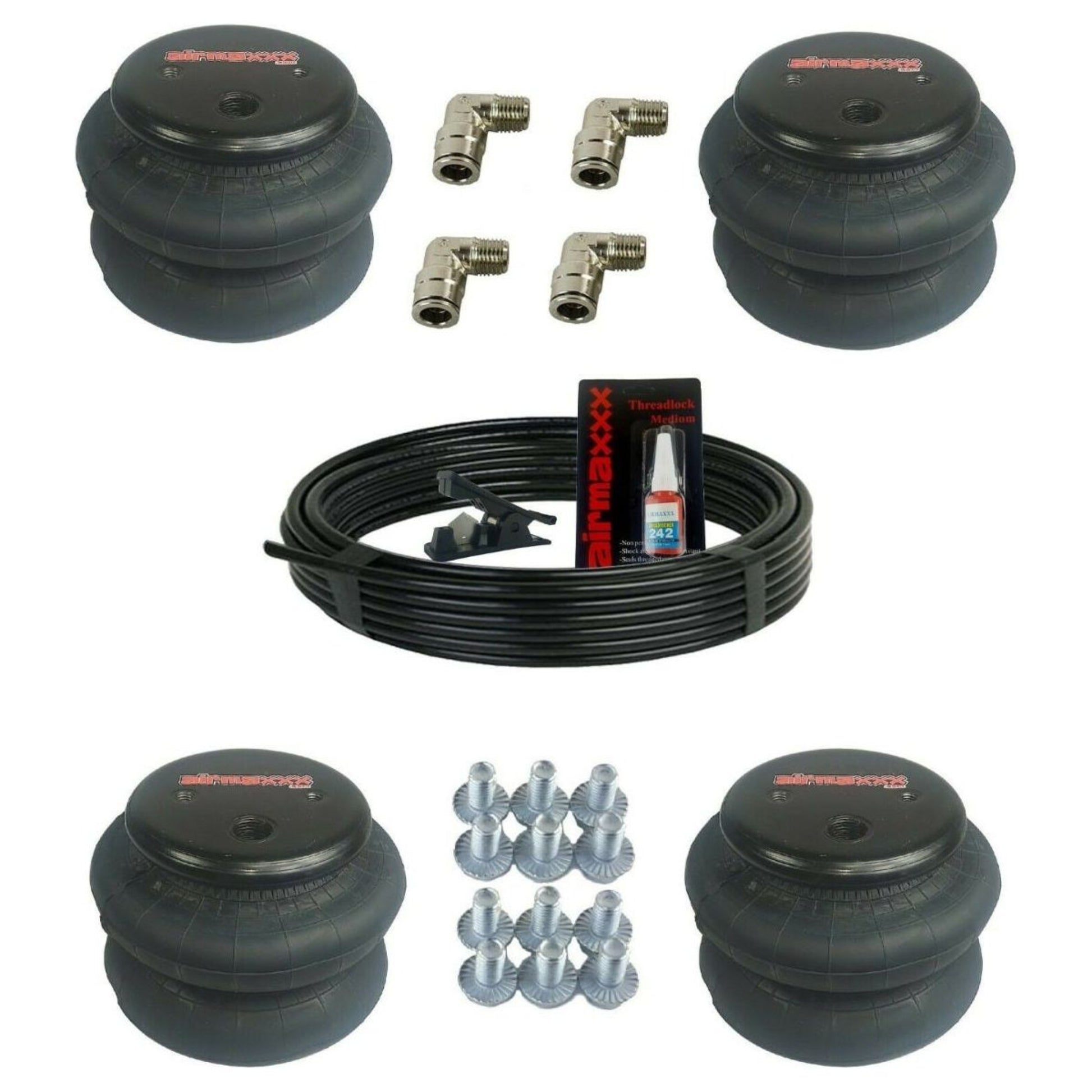 airmaxxx 2600 suspension bags replacement for Firestone 224c w/air hose & elbow fittings