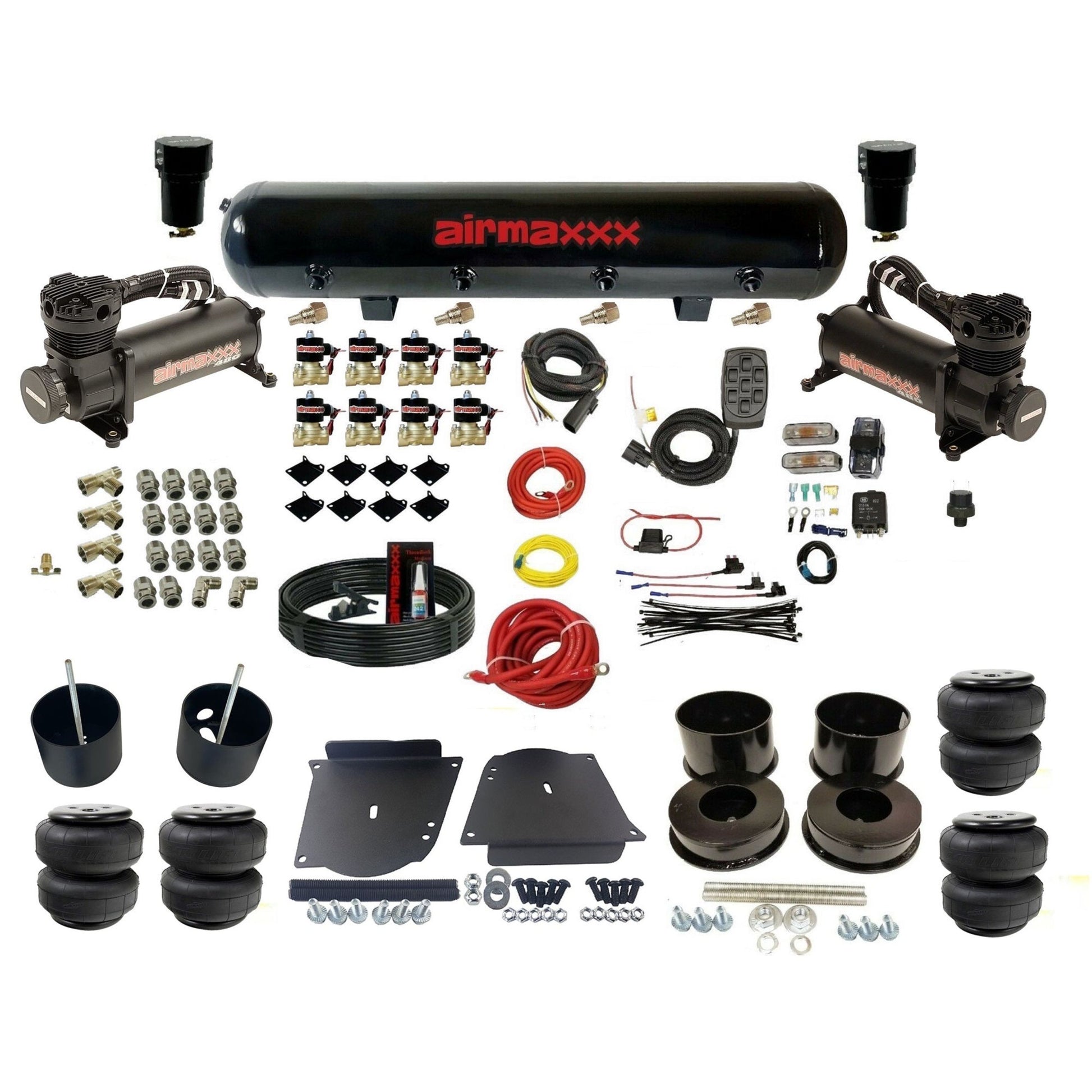 3/8" Fast Bag airmaxxx Air Suspension Kit w/Black 480 Steel Tank and Air Lift Bags Fits 1964-72 GM A-Body KABDY-480B2-838-59S-7BK-WK-HFD25