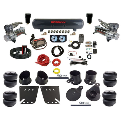 airmaxxx 3/8 Manifold Bags 480 chrome Compressors steel tank air lift bags Air Ride Suspension Kit Fits 1958-64 Impala KIMP58-480C2-57S-X4X7-WK-HFD25