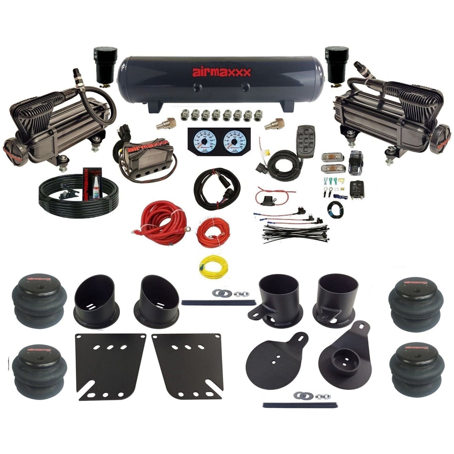 airmaxxx 3/8 Manifold Bags X-Series Compressors steel tank 2600 bags Air Ride Suspension Kit Fits 1958-64 Impala KIMP58-XB2-57S-X4X7-WK-HF