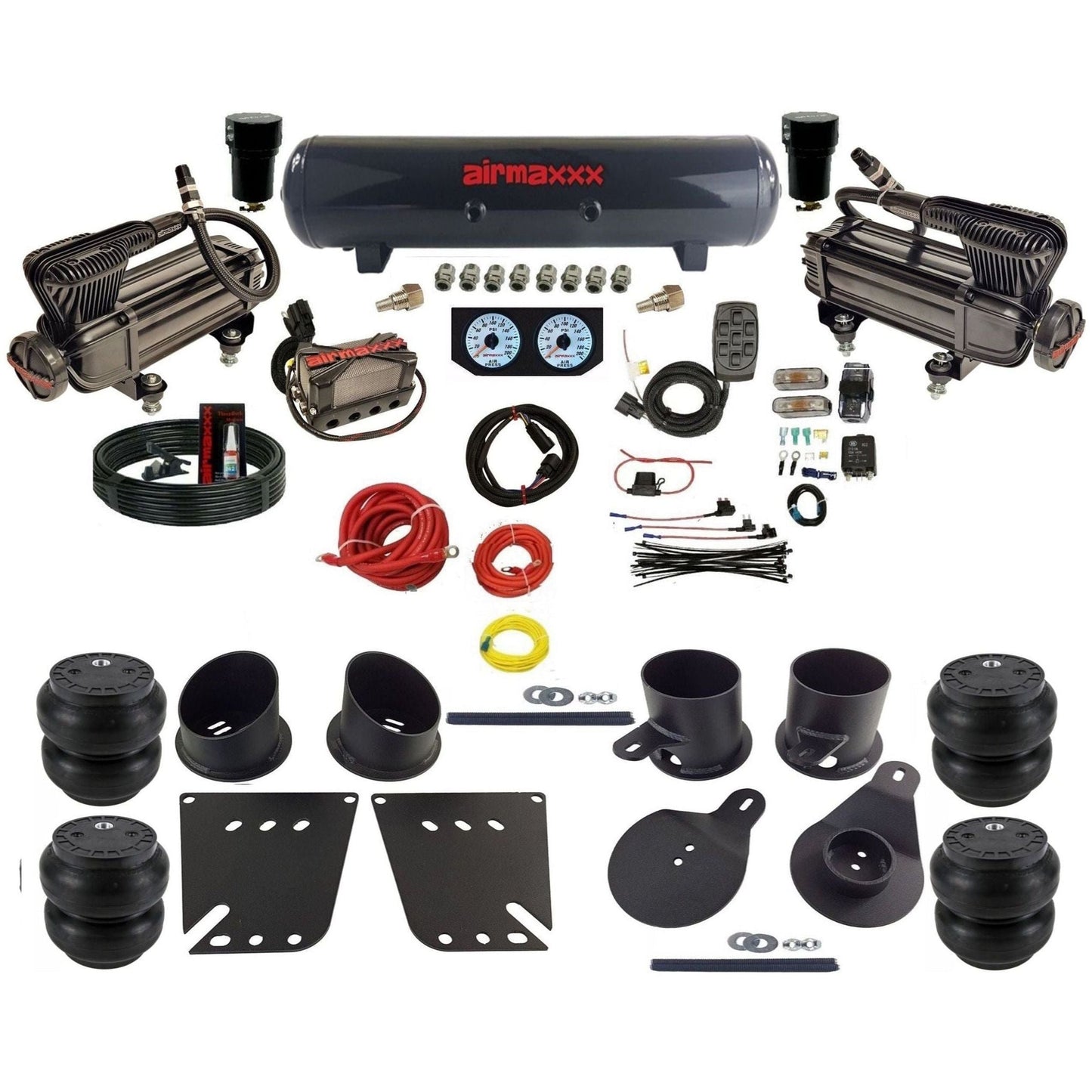 airmaxxx 3/8 Manifold Bags X-Series Compressors steel tank Slam bags Air Ride Suspension Kit Fits 1958-64 Impala KIMP58-XB2-57S-X4X7-WK-HFSS7