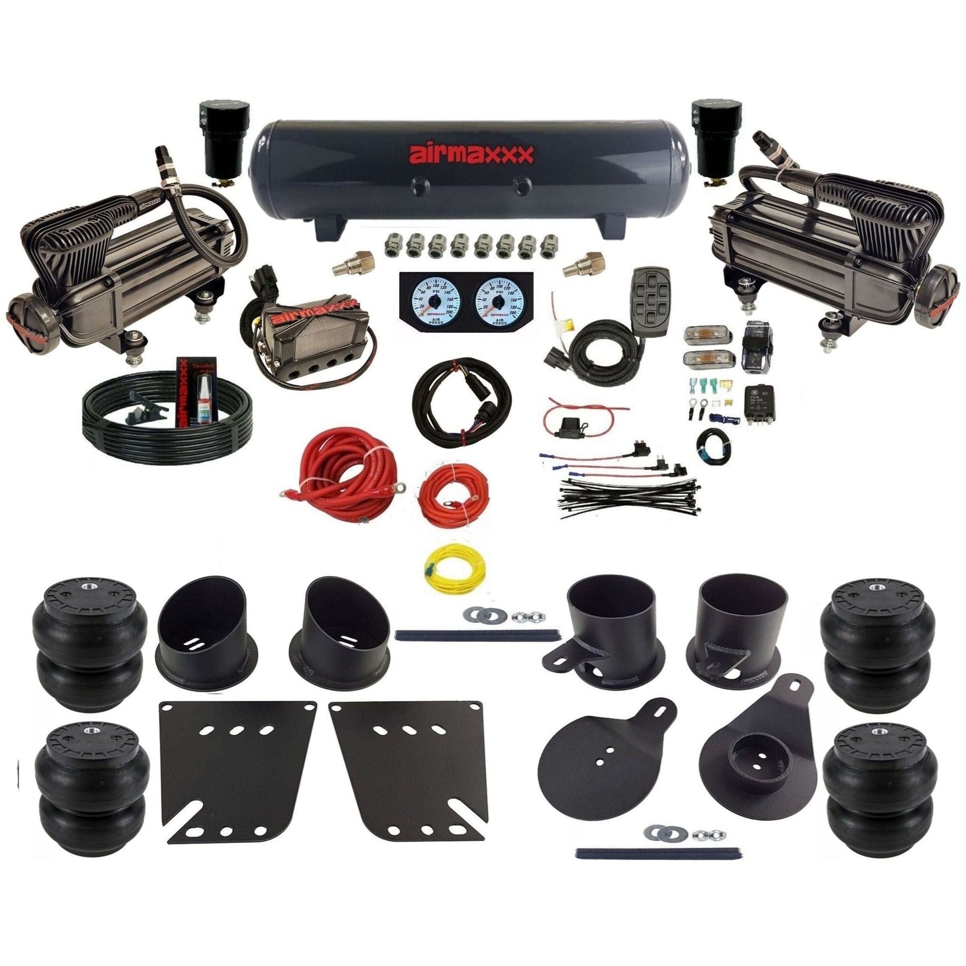 airmaxxx 3/8 Manifold Bags X-Series Compressors steel tank Slam bags Air Ride Suspension Kit Fits 1958-64 Impala KIMP58-XB2-57S-X4X7-WK-HFSS7