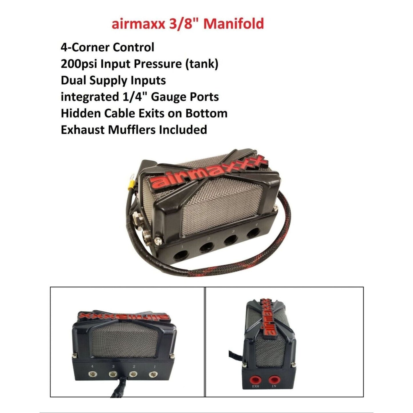 airmaxxx 3/8" X4 valve air manifold