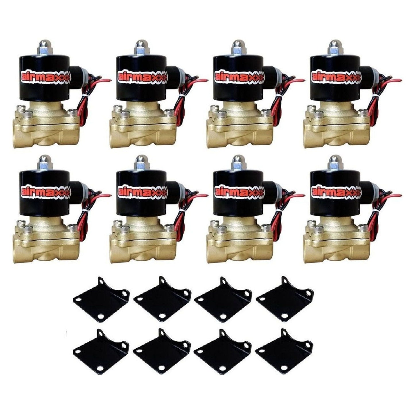 airmaxxx 3/8 inch brass air valves & mounting brackets 8 pack for air ride suspension