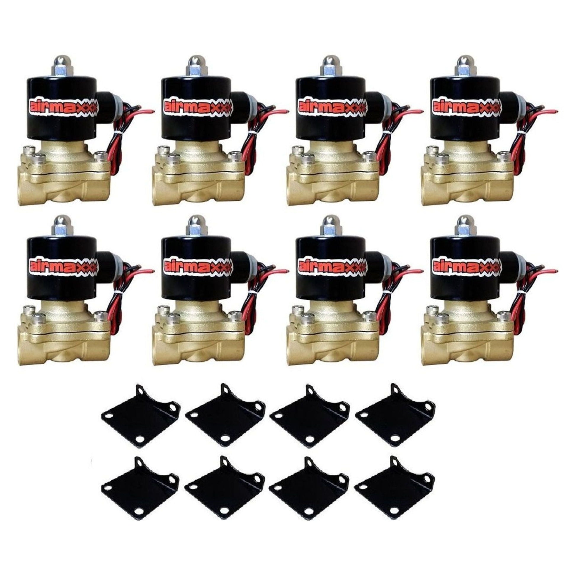 airmaxxx 3/8 inch brass air valves & mounting brackets 8 pack for air ride suspension
