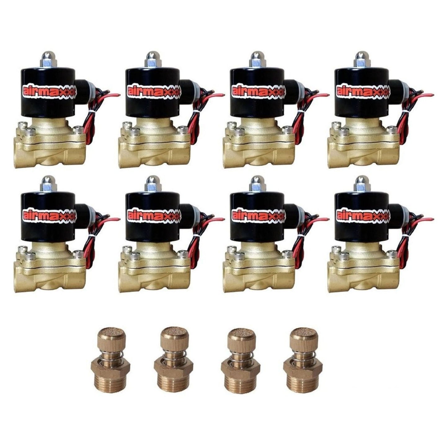 airmaxxx 3/8 inch brass air valves w/slow down fittings 8 pack for air ride suspension