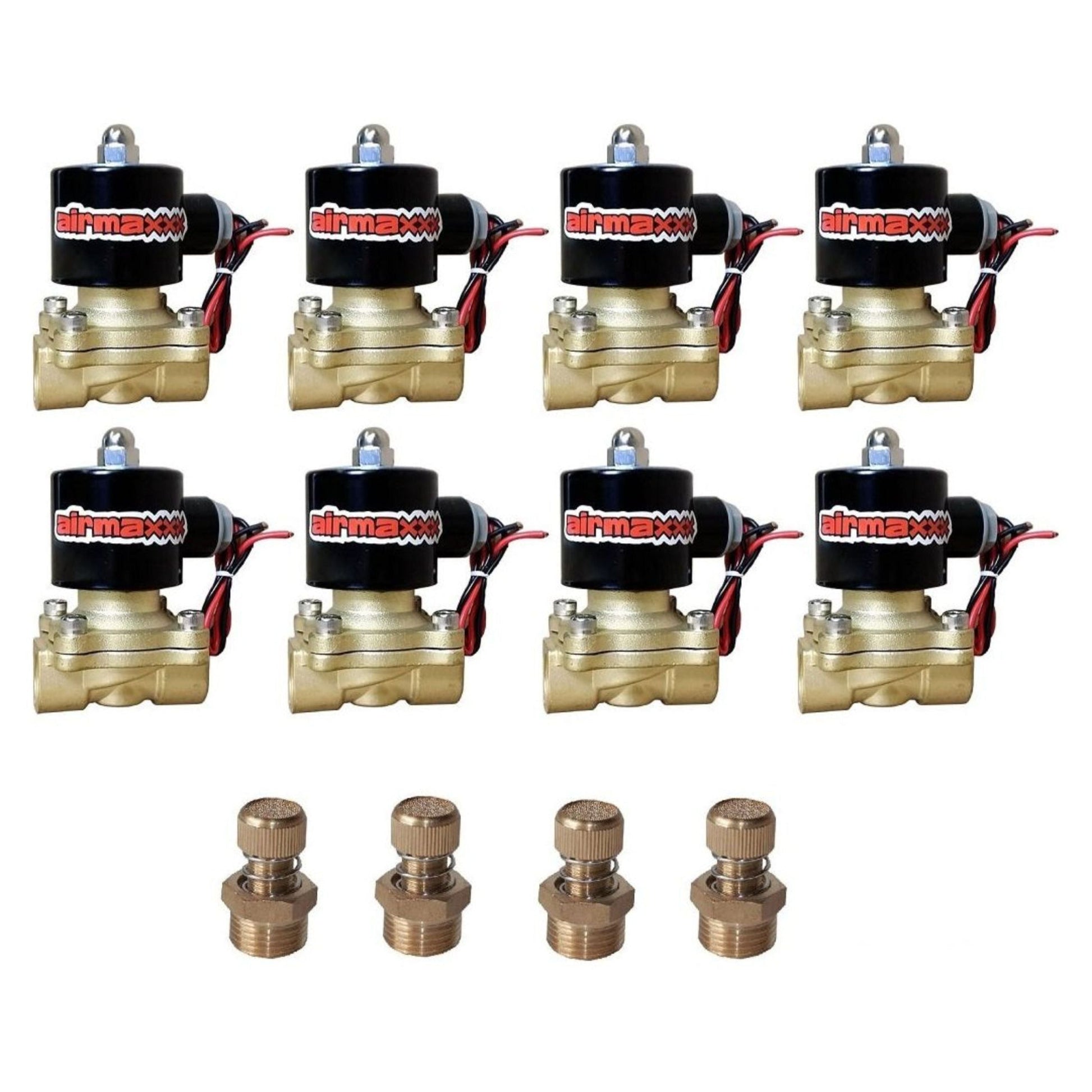 airmaxxx 3/8 inch brass air valves w/slow down fittings 8 pack for air ride suspension