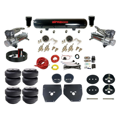airmaxxx 480 Chrome Compressors Manual Air Suspension Kit 3/8 DLOE Valve steel air tank Air Lift Bags & Brackets Fits 1963-72 C10 KC1063-480C2-59S-4TOG2GA2B-WK-HFD26
