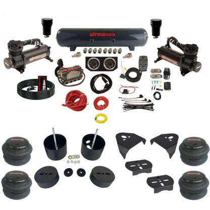 airmaxxx 480 black X4 steel air tank 2600 bags and brackets fits 1988-98 Silverado 1500 KGM88-480B2-57S-X4X7-WK-HF