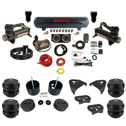 airmaxxx 480 black X4 steel air tank Slam bags and brackets fits 1988-98 Silverado 1500 KGM88-480B2-57S-X4X7-WK-HFSS7