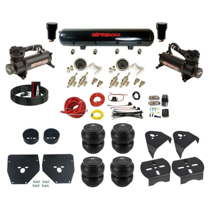 airmaxxx 480 black air compressors 3/8 manual toggles Slam bags steel air tank air suspension kit fits 1973 87 chevy c10 KC1073-480B2-59S-4TOG2GA2B-WK-HFSS7