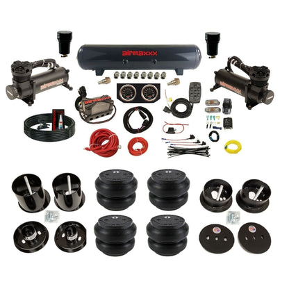 airmaxxx 480 black air compressors X4 manifold steel air tank Slam bags & brackets fits 1963 Cadillac KCAD63-480B2-57S-X4X7-WK-HFSS7