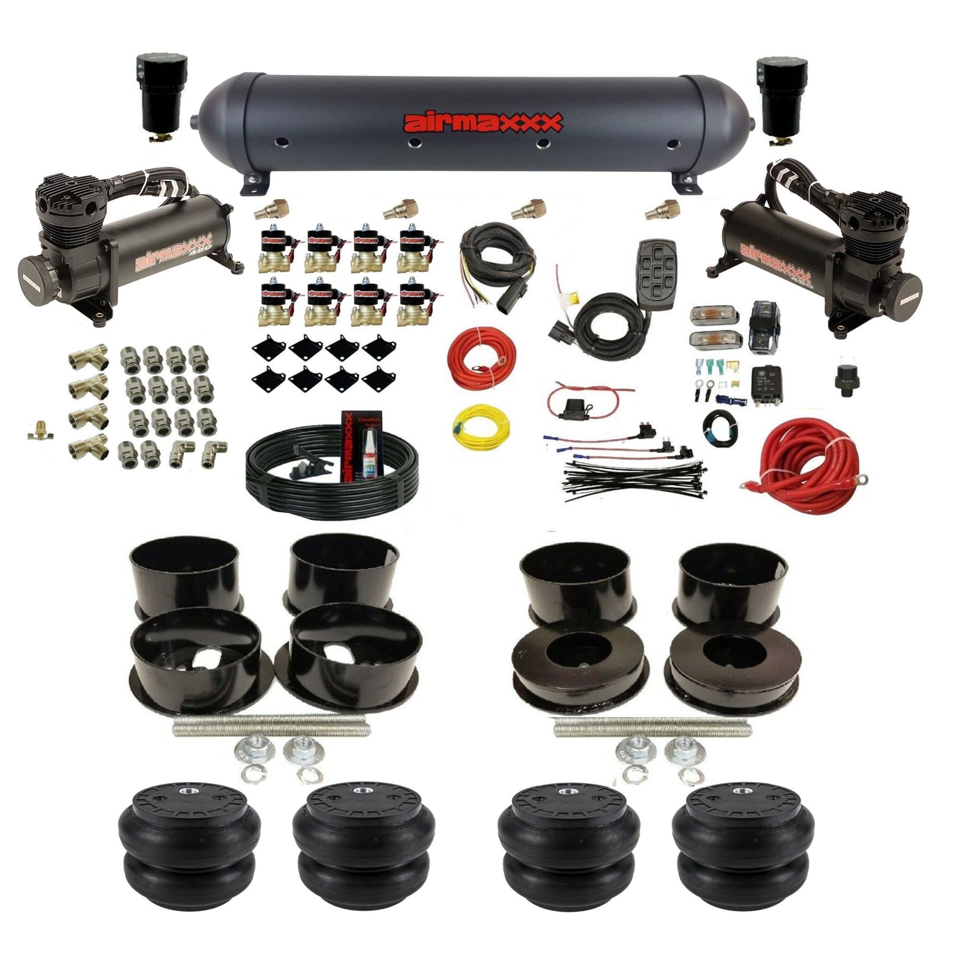 airmaxxx 480 black air compressors aluminum air tank Slam bags brackets installation kit KBBDY-480B2-838-59ABK-7BK-WK-HFSS7
