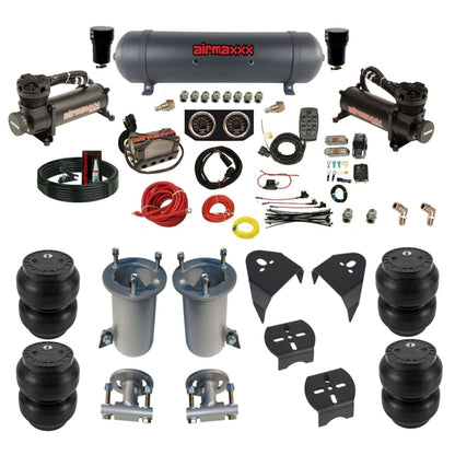 airmaxxx 480 black air compressors aluminum air tank X4 air manifold Slam bags & brackets for 2007-13 Tahoe/Suburban KGM07-480B2-57ABK-X4X7-WK-HFSS7