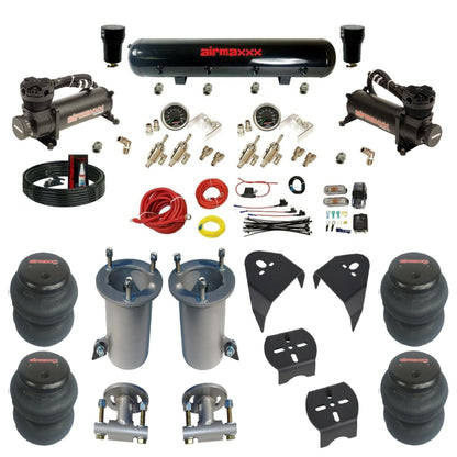 airmaxxx 480 black air compressors black steel air tank w/2600 bags & brackets air suspension kit fits 2007-18 Silverado/Sierra 1500 KGM07-480B2-59S-4TOG2GA2B-WK-HF