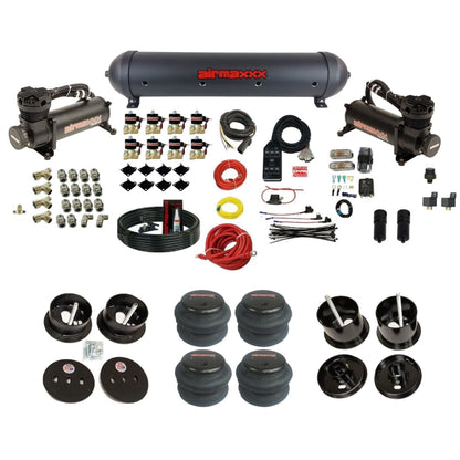 airmaxxx 480 black air compressors blk aluminum air tank 2600 bags & brackets fits 1961-62 Cadillac K-CAD6162-480B2-838-59ABK-7BK-WK-HF