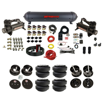 airmaxxx 480 black air compressors blk aluminum air tank Air Lift bags & brackets fits 1961-62 Cadillac K-CAD6162-480B2-838-59ABK-7BK-WK-HFD25