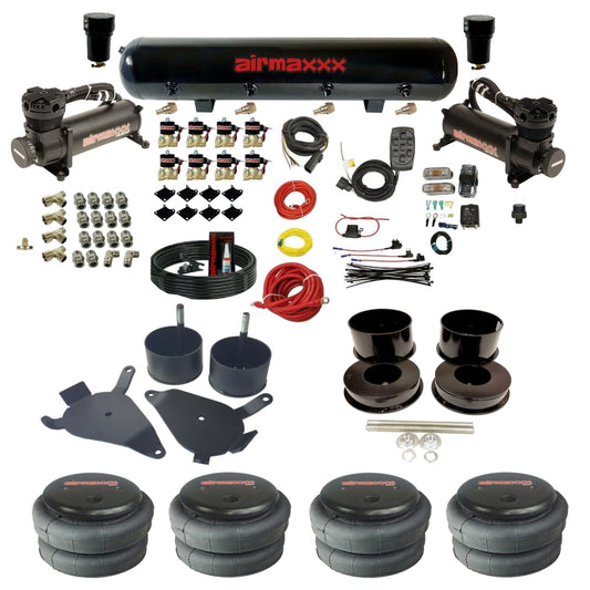 airmaxxx 480 black air compressors steel air tank 2500 bags with brackets and install kit KGBDY-480B2-838-59S-7BK-WK-HF