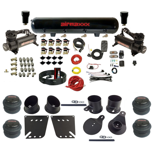 airmaxxx 480 black air compressors steel air tank 2600 bags & brackets Air Suspension Kit for 1958-1964 Chevy Impala KIMP58-480B2-838-59-7BK-WK-HF