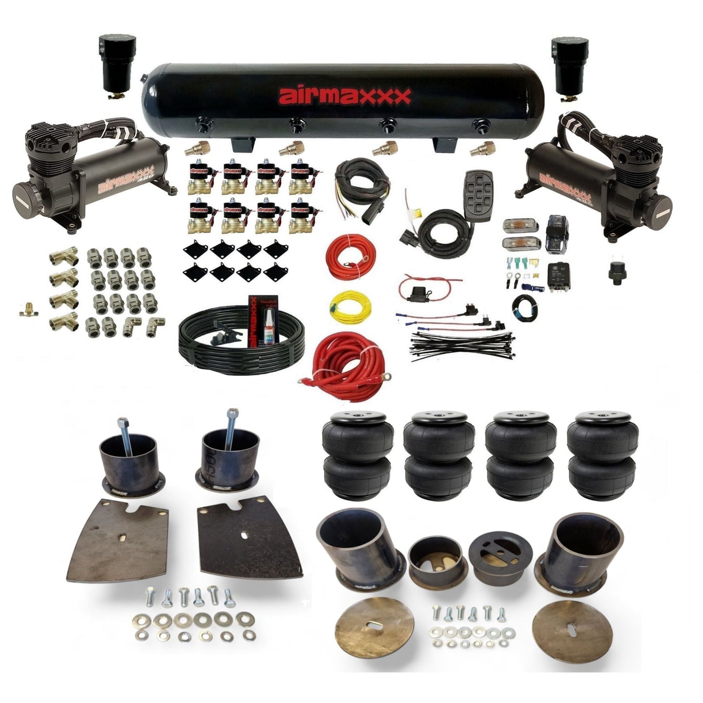 airmaxxx 480 black air compressors steel air tank Air Lift air bags & brackets fits 1961-64 Buick KBUI61-480B2-838-59S-7BK-WK-HFD25