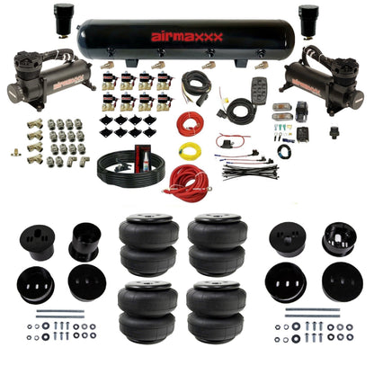 airmaxxx 480 black air compressors steel air tank Air Lift bags & brackets air ride suspension kit fits 1958-1960 Cadillac KCAD58-480B2-838-59-7BK-WK-HFD25