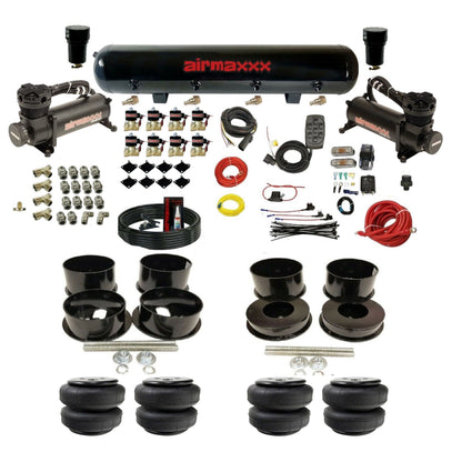 airmaxxx 480 black air compressors steel air tank Air Lift bags brackets installation kit KBBDY-480B2-838-59S-7BK-WK-HFD25