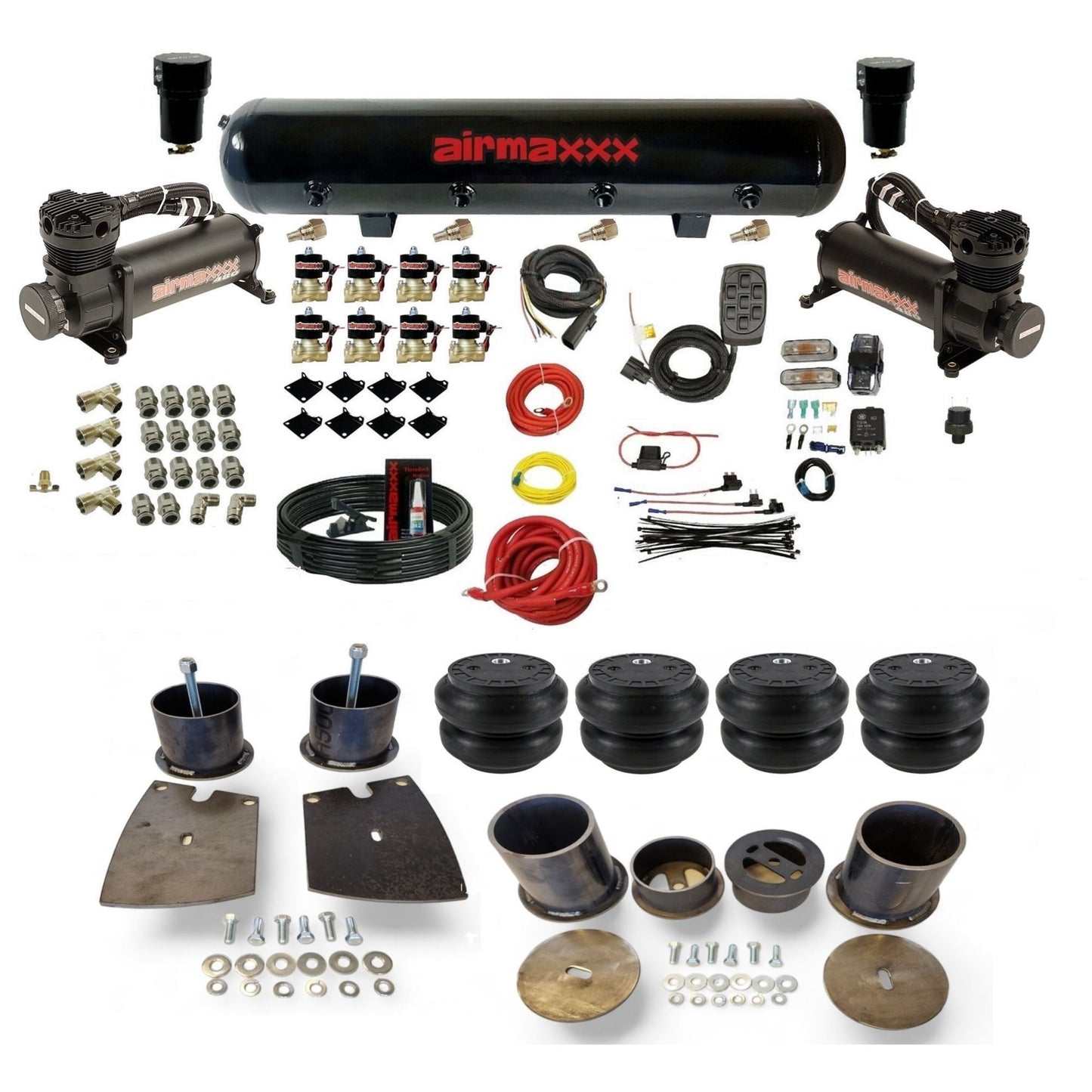 airmaxxx 480 black air compressors steel air tank Slam air bags & brackets fits 1961-64 Buick KBUI61-480B2-838-59S-7BK-WK-HFSS7