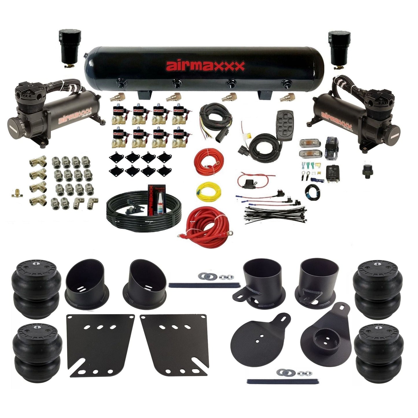airmaxxx 480 black air compressors steel air tank Slam bags & brackets Air Suspension Kit for 1958-1964 Chevy Impala KIMP58-480B2-838-59-7BK-WK-HFSS7