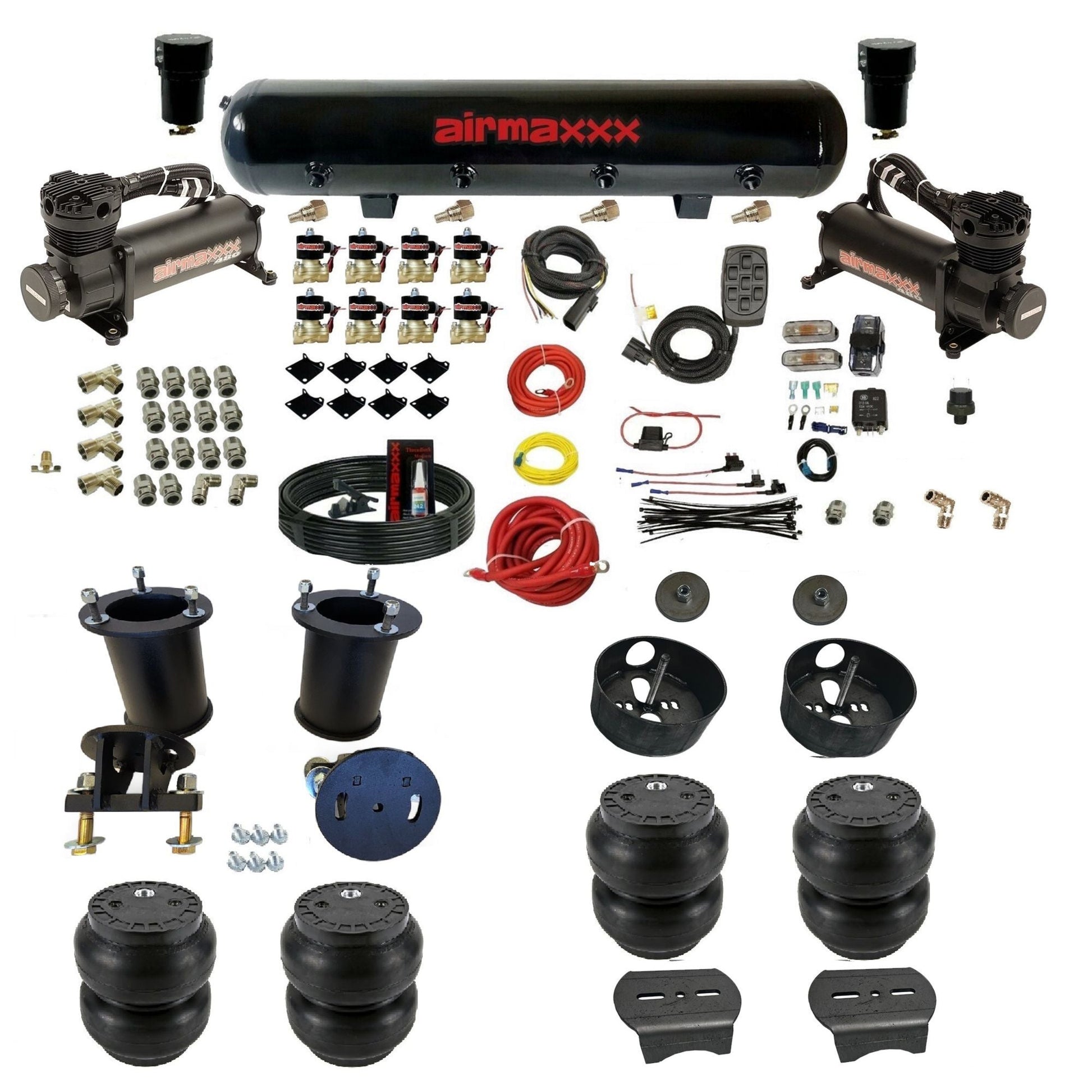 airmaxxx 480 black air compressors steel air tank Slam bags & brackets fits 2007-18 tahoe KSUV07-480B2-838-59S-7BK-WK-HFSS7