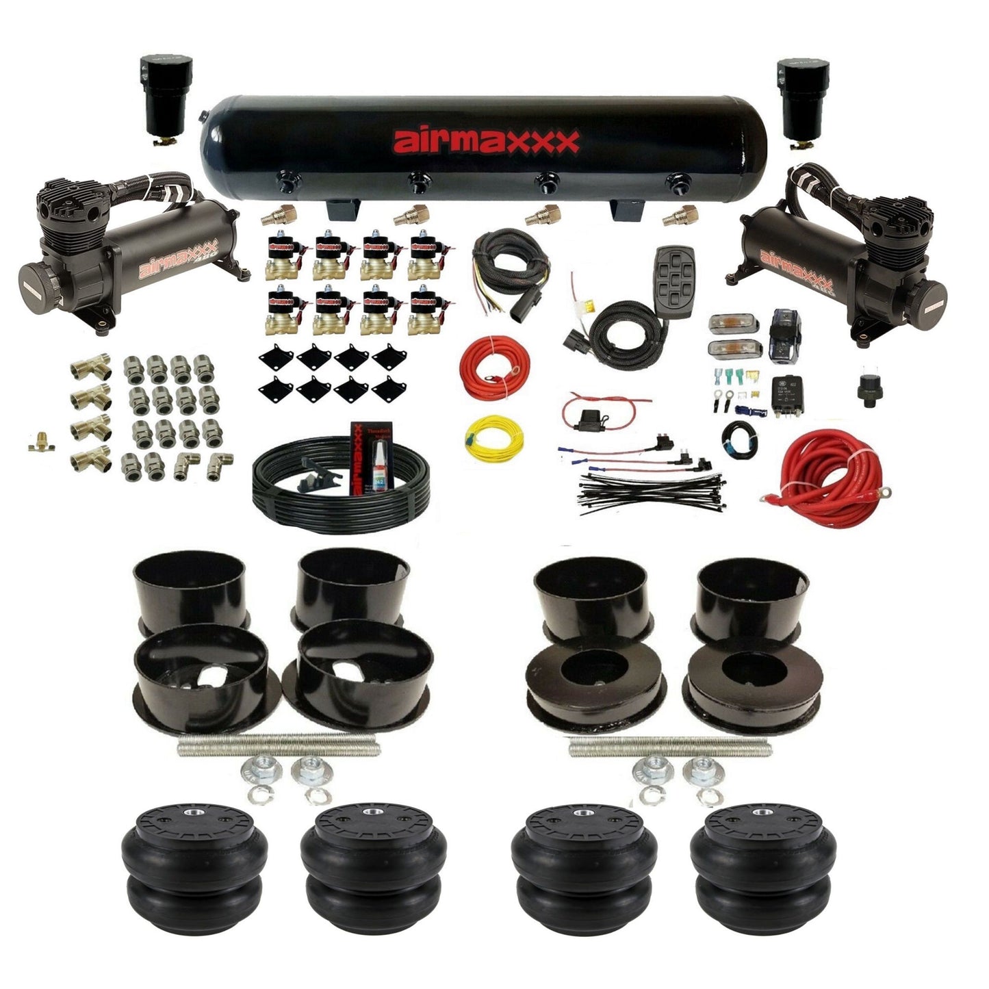 airmaxxx 480 black air compressors steel air tank Slam bags brackets installation kit KBBDY-480B2-838-59S-7BK-WK-HFSS7