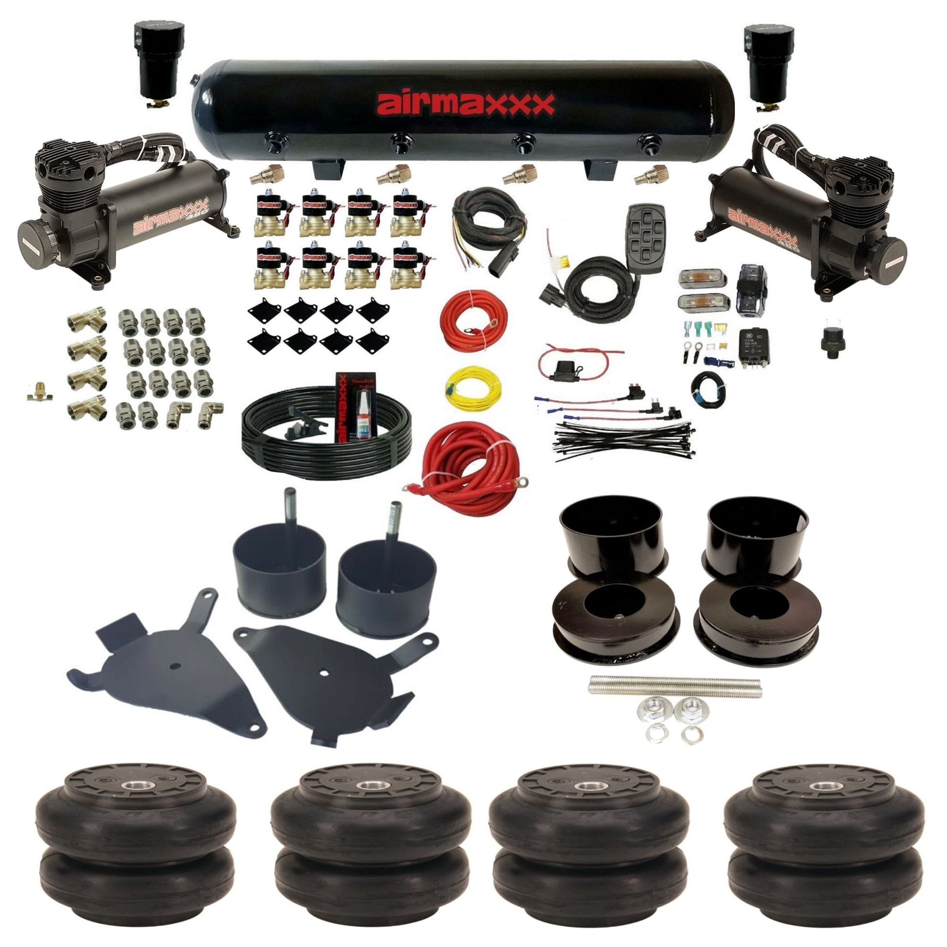 airmaxxx 480 black air compressors steel air tank Slam bags with brackets and install kit KGBDY-480B2-838-59S-7BK-WK-HFSS6