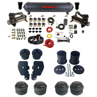 airmaxxx 480 black compressors 2600 Fast Bags & black aluminum tank 3/8" air suspension kit Fits 1965-1970 Chevy Impala KIMP65-480B2-838-59ABK-7BK-WK-HF