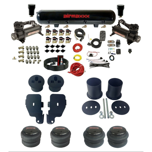 airmaxxx 480 black compressors 2600 Fast Bags & steel tank 3/8" air suspension kit Fits 1965-1970 Chevy Impala KIMP65-480B2-838-59-7BK-WK-HF
