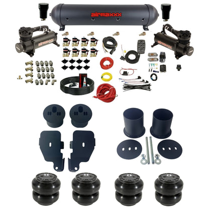 airmaxxx 480 black compressors Slam Fast Bags & black aluminum tank 3/8" air suspension kit Fits 1965-1970 Chevy Impala KIMP65-480B2-838-59ABK-7BK-WK-HFSS6
